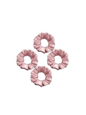 Pink Satin Hair Scrunchies Set